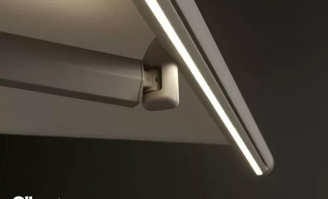 Store extérieur sans coffre pour terrasse avec éclairage leds à Bordeaux et sa région : Modèle monobloc Spazio de chez GIBUS, Mérignac, NOVA STORES