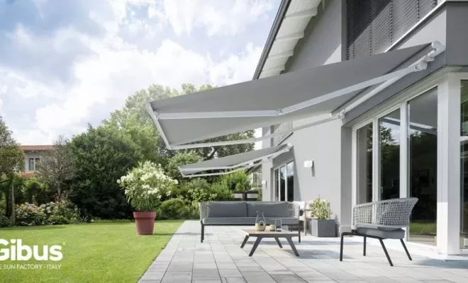 Store extérieur sans coffre pour terrasse avec éclairage leds à Bordeaux et sa région : Modèle monobloc Spazio de chez GIBUS, Mérignac, NOVA STORES